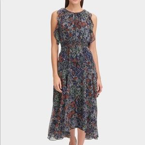 Tommy Hilfiger Navy floral chiffon ruffle maxi dress. Plus size/ Size 18